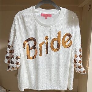 Simply Southern White and Gold Sequin 'Bride' shirt
